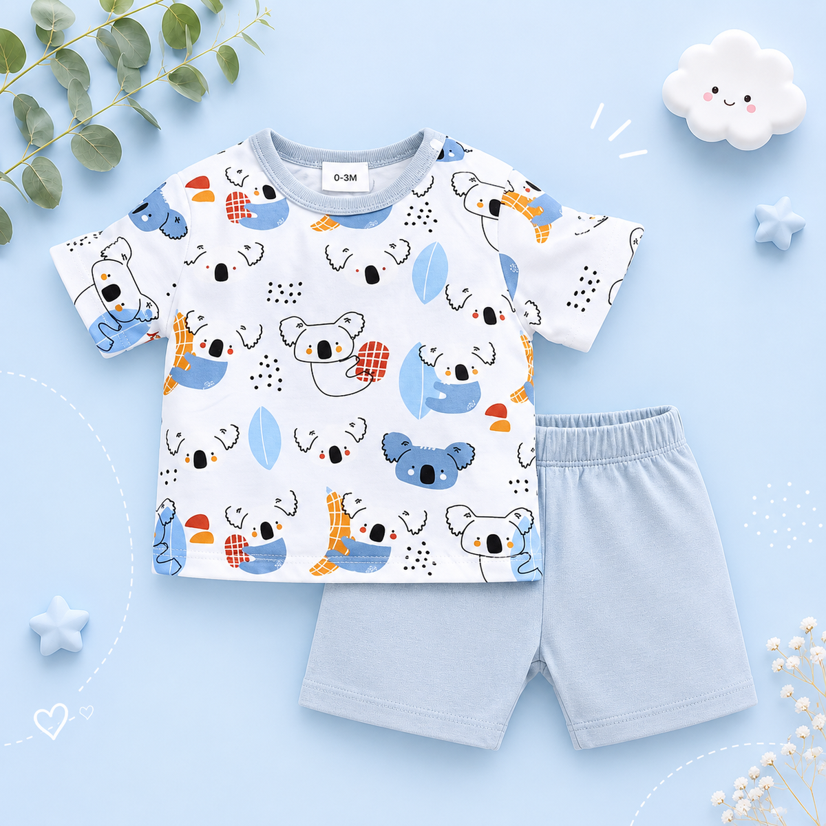 The Alejandro - Baby Boy Animal Koala Full Print Comfortable Short Sleeve Set