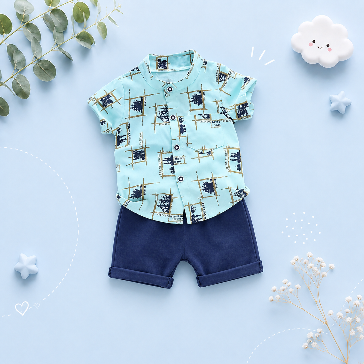 The Richard - Baby Boy Summer Casual Print Short Sleeve Tops + Shorts