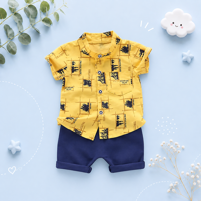 The Richard - Baby Boy Summer Casual Print Short Sleeve Tops + Shorts