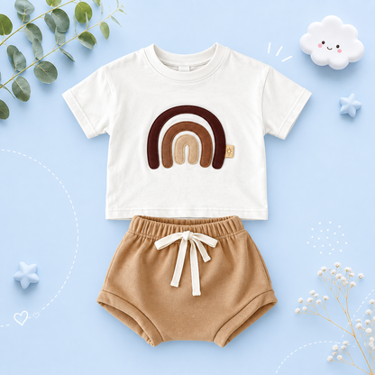 The Callum - Baby Unisex Rainbow Patchwork T-shirt + Beach Shorts