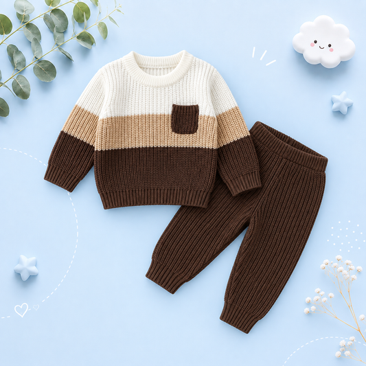 The Xander - Baby Unisex Knitted Long Sleeve Pullovers Jumpers + Trousers