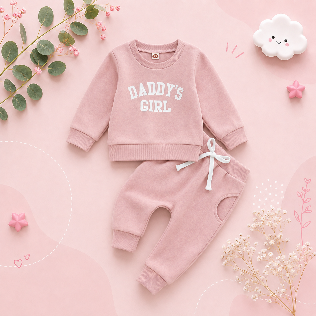 The Sydney - Baby Girl Daddy's Girl Print Sweatshirt + Pants