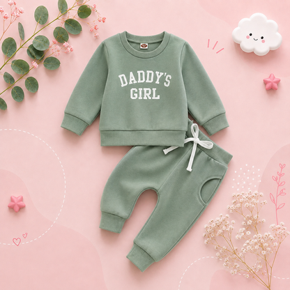 The Sydney - Baby Girl Daddy's Girl Print Sweatshirt + Pants
