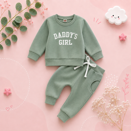 The Sydney - Baby Girl Daddy's Girl Print Sweatshirt + Pants