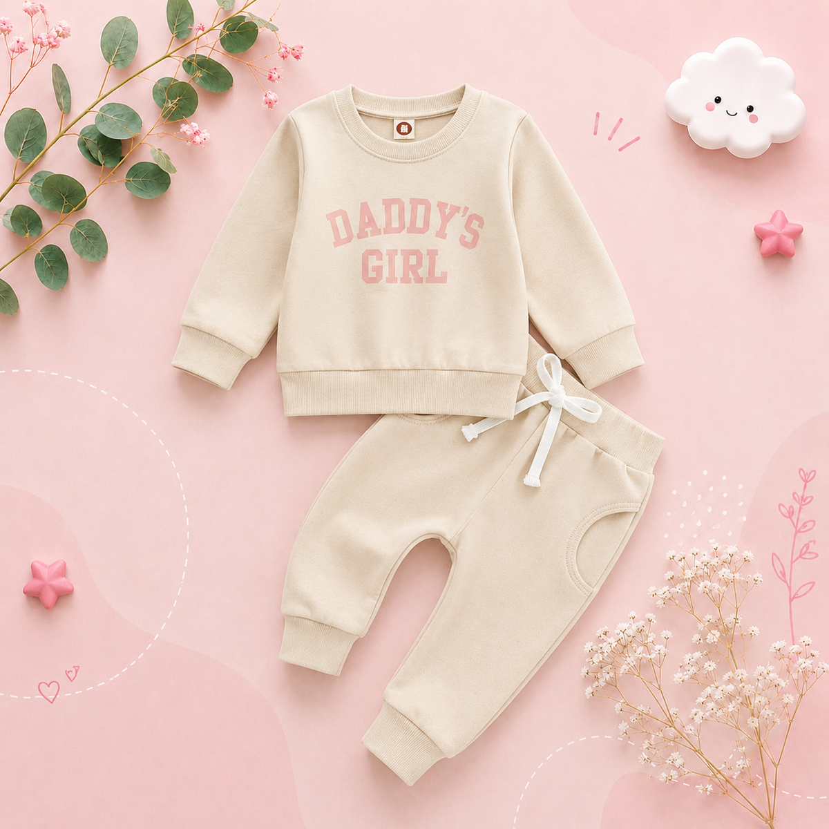 The Sydney - Baby Girl Daddy's Girl Print Sweatshirt + Pants