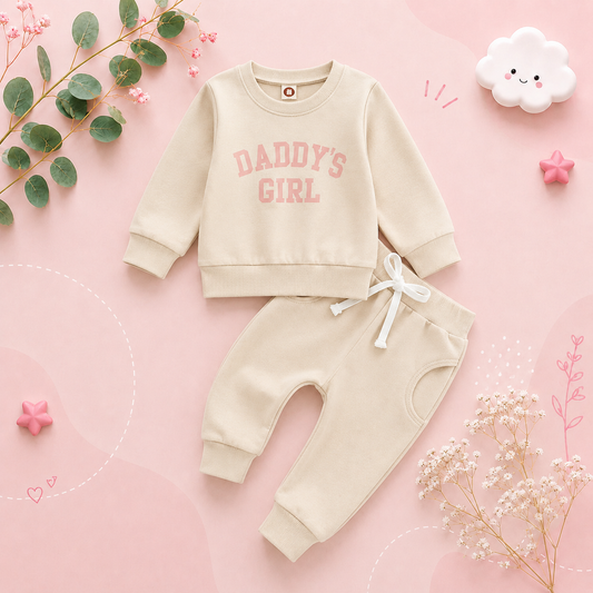 The Sydney - Baby Girl Daddy's Girl Print Sweatshirt + Pants