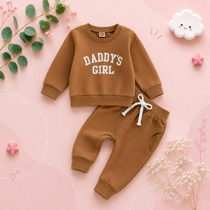 The Sydney - Baby Girl Daddy's Girl Print Sweatshirt + Pants
