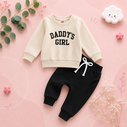 The Sydney - Baby Girl Daddy's Girl Print Sweatshirt + Pants