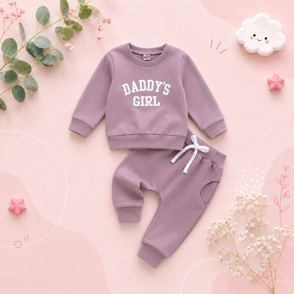 The Sydney - Baby Girl Daddy's Girl Print Sweatshirt + Pants