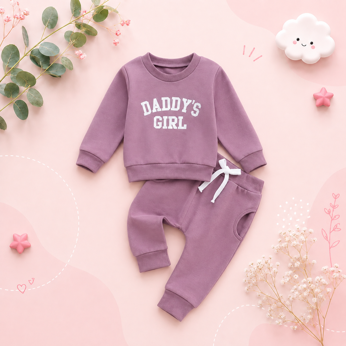 The Sydney - Baby Girl Daddy's Girl Print Sweatshirt + Pants
