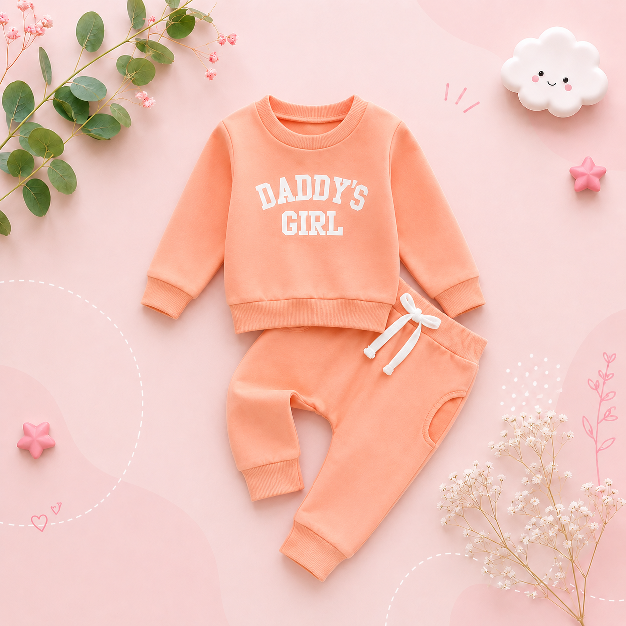 The Sydney - Baby Girl Daddy's Girl Print Sweatshirt + Pants
