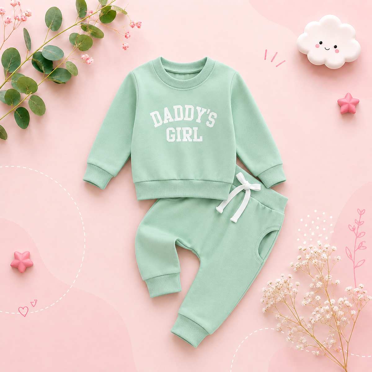 The Sydney - Baby Girl Daddy's Girl Print Sweatshirt + Pants