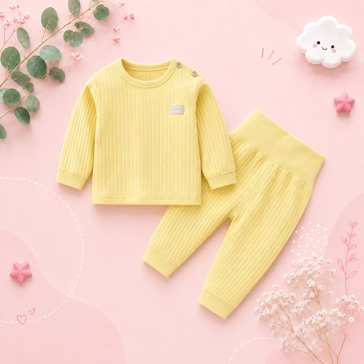 The Adriana - Baby Girl Solid Colour Thermal Pajama Sets