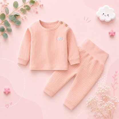 The Adriana - Baby Girl Solid Colour Thermal Pajama Sets