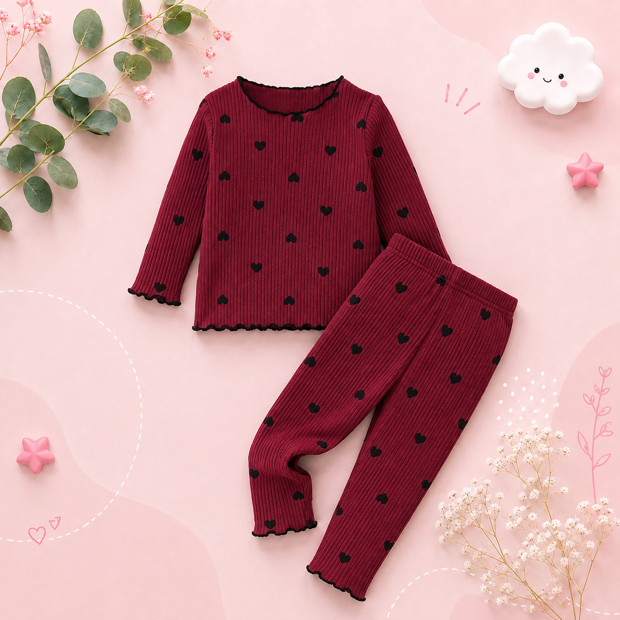 The Teagan - Baby Girl White Cherry Print Pajamas Set