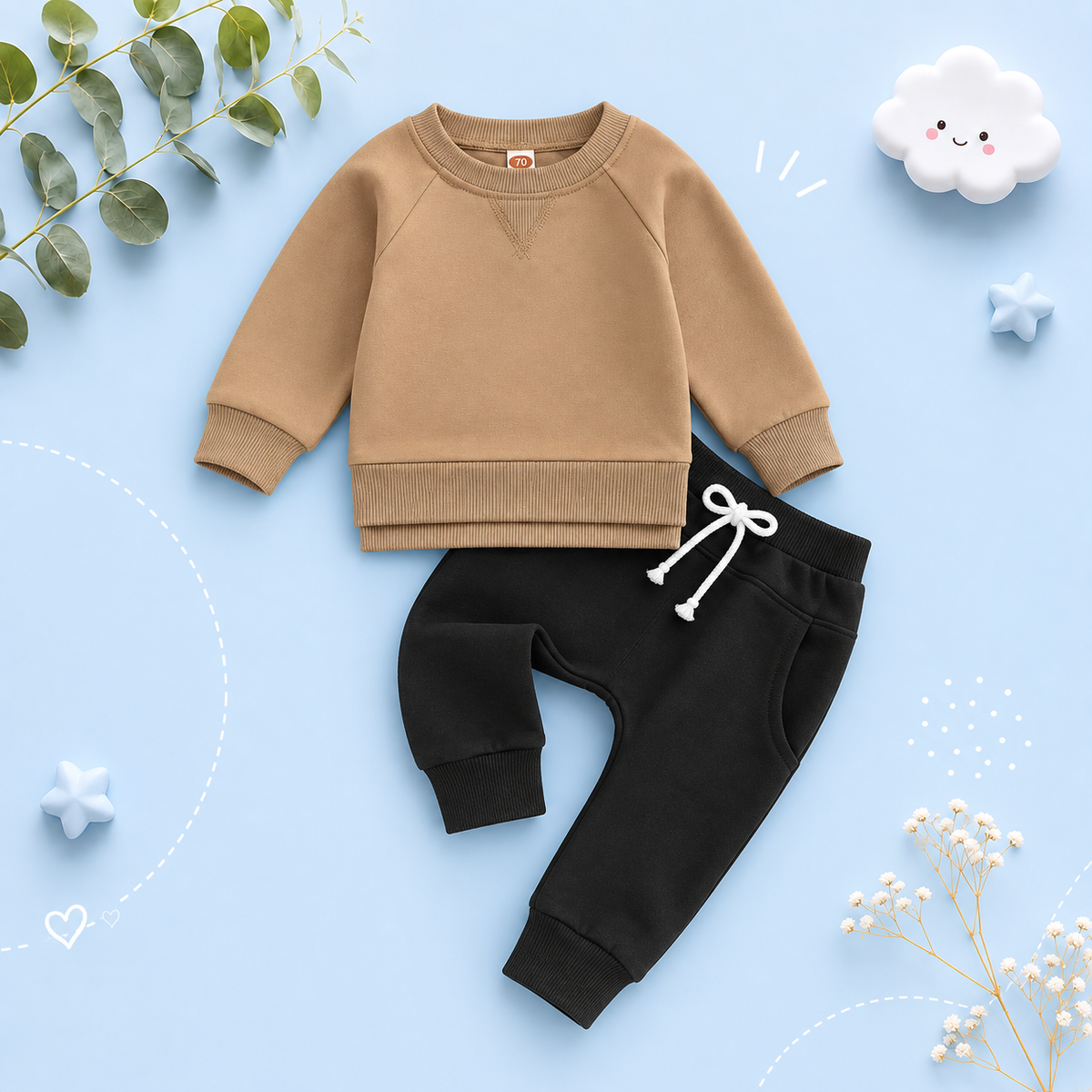 The Kash - Baby Unisex Long Sleeve Crewneck Pullover Sweatshirt Top + Jogger Pants