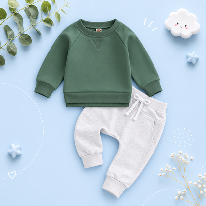 The Kash - Baby Unisex Long Sleeve Crewneck Pullover Sweatshirt Top + Jogger Pants
