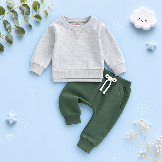 The Kash - Baby Unisex Long Sleeve Crewneck Pullover Sweatshirt Top + Jogger Pants