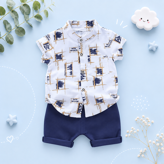 The Richard - Baby Boy Summer Casual Print Short Sleeve Tops + Shorts