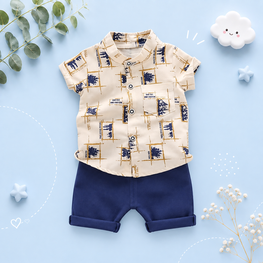 The Richard - Baby Boy Summer Casual Print Short Sleeve Tops + Shorts