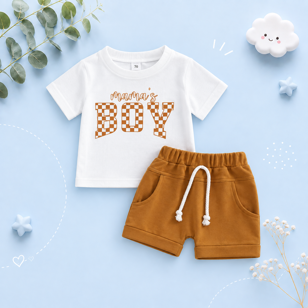 The Kyro - Toddler Baby Boys Summer Outfit – Letter Print Short Sleeve T‑Shirt & Elastic Waist Shorts 2‑Piece Set