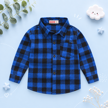 The Damon - Baby Boy Blue Medium Checkered New Western-Style Coats Long Sleeve