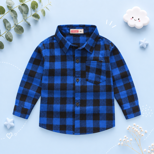 The Damon - Baby Boy Blue Medium Checkered New Western-Style Coats Long Sleeve