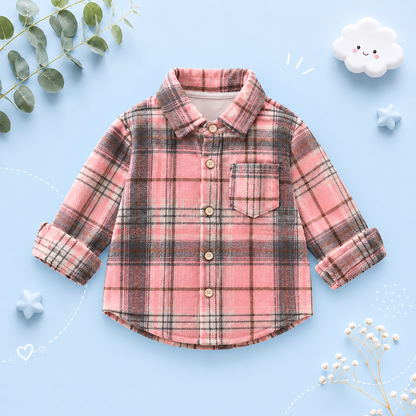The Esteban - Baby Boy  Pink Plaid Long-Sleeved Tops Jacket Shirt