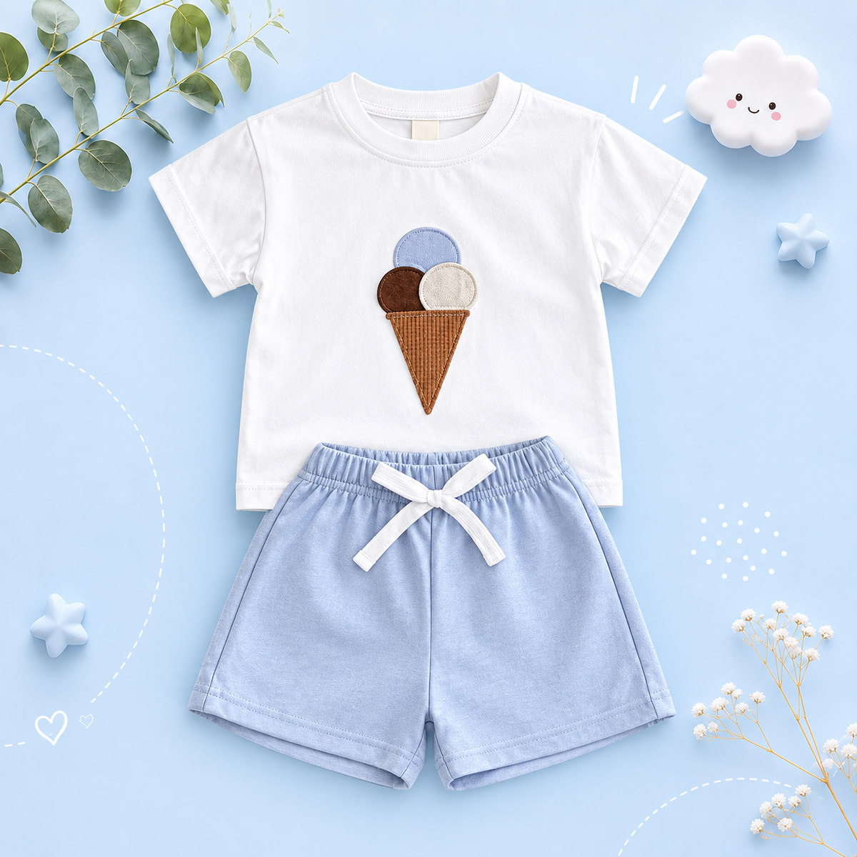 The Emmanuel - Baby Boy Ice Cream Print T-Shirt + Shorts