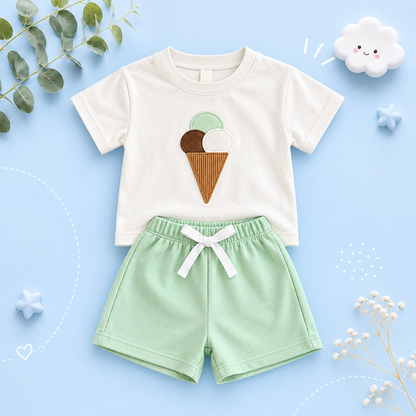 The Emmanuel - Baby Boy Ice Cream Print T-Shirt + Shorts