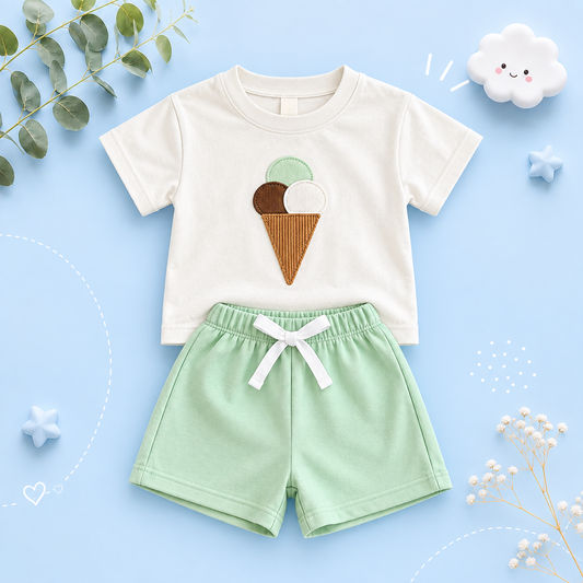 The Emmanuel - Baby Boy Ice Cream Print T-Shirt + Shorts