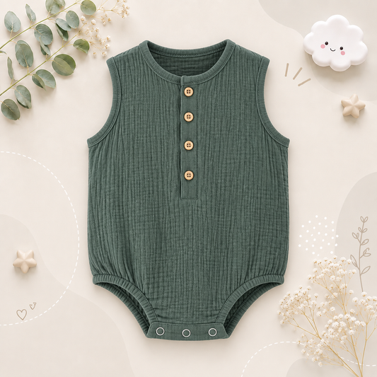 The Millie - Baby Unisex Soft Plain Color Sleeveless Romper