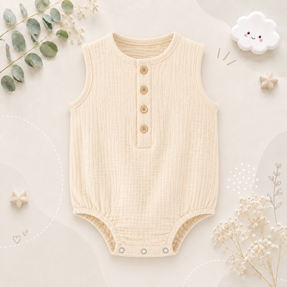 The Millie - Baby Unisex Soft Plain Color Sleeveless Romper