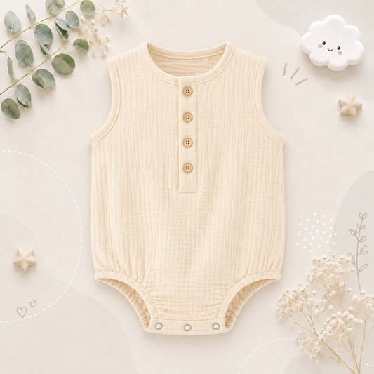 The Millie - Baby Unisex Soft Plain Color Sleeveless Romper