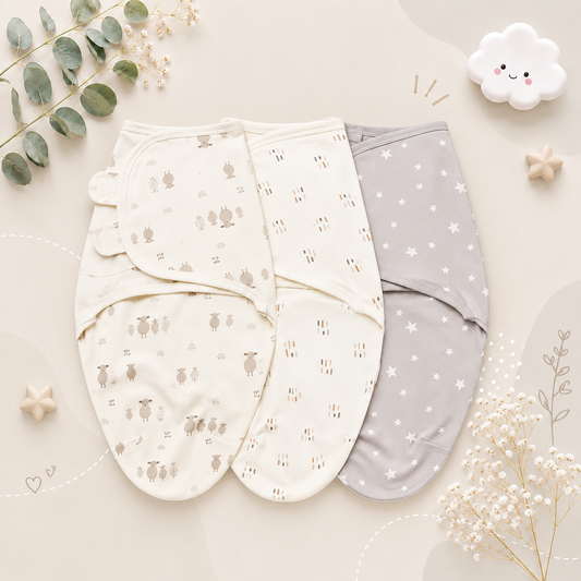 The Kolton - 3‑Pack Newborn Swaddle Blankets – 100% Cotton Adjustable Baby Wraps for Boys & Girls (0–6 Months)