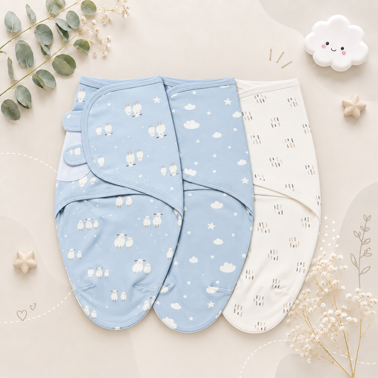 The Kolton - 3‑Pack Newborn Swaddle Blankets – 100% Cotton Adjustable Baby Wraps for Boys & Girls (0–6 Months)