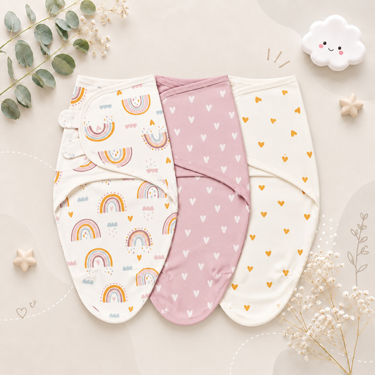 The Kolton - 3‑Pack Newborn Swaddle Blankets – 100% Cotton Adjustable Baby Wraps for Boys & Girls (0–6 Months)