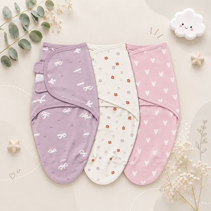 The Kolton - 3‑Pack Newborn Swaddle Blankets – 100% Cotton Adjustable Baby Wraps for Boys & Girls (0–6 Months)