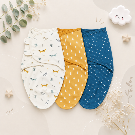 The Kolton - 3‑Pack Newborn Swaddle Blankets – 100% Cotton Adjustable Baby Wraps for Boys & Girls (0–6 Months)