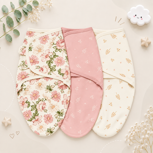 The Kolton - 3‑Pack Newborn Swaddle Blankets – 100% Cotton Adjustable Baby Wraps for Boys & Girls (0–6 Months)