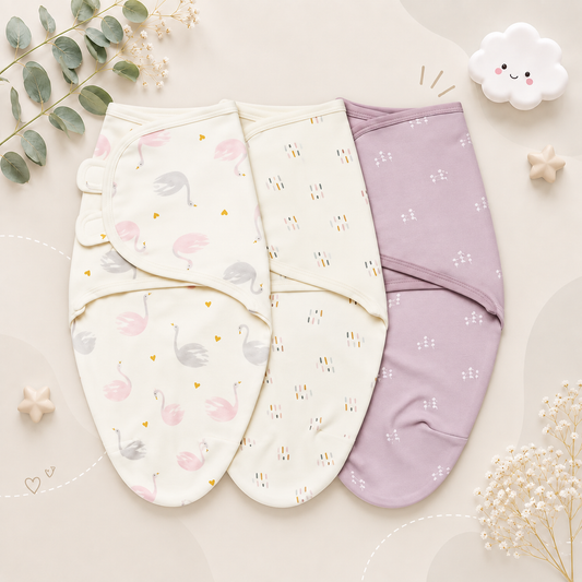 The Kolton - 3‑Pack Newborn Swaddle Blankets – 100% Cotton Adjustable Baby Wraps for Boys & Girls (0–6 Months)
