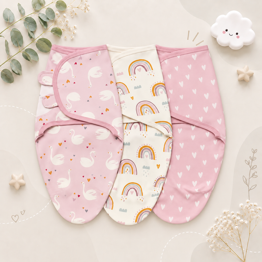 The Kolton - 3‑Pack Newborn Swaddle Blankets – 100% Cotton Adjustable Baby Wraps for Boys & Girls (0–6 Months)