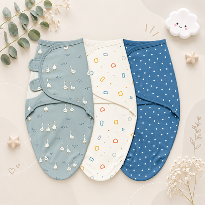 The Kolton - 3‑Pack Newborn Swaddle Blankets – 100% Cotton Adjustable Baby Wraps for Boys & Girls (0–6 Months)