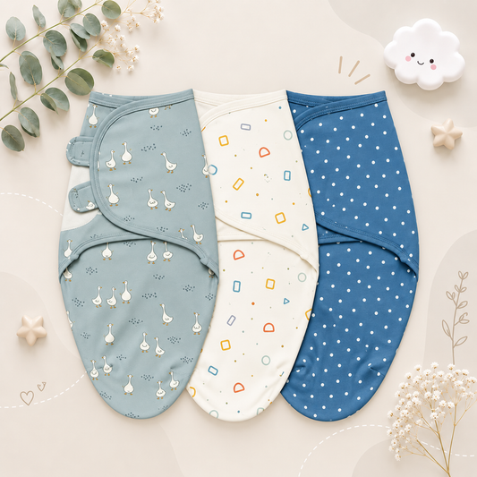 The Kolton - 3‑Pack Newborn Swaddle Blankets – 100% Cotton Adjustable Baby Wraps for Boys & Girls (0–6 Months)