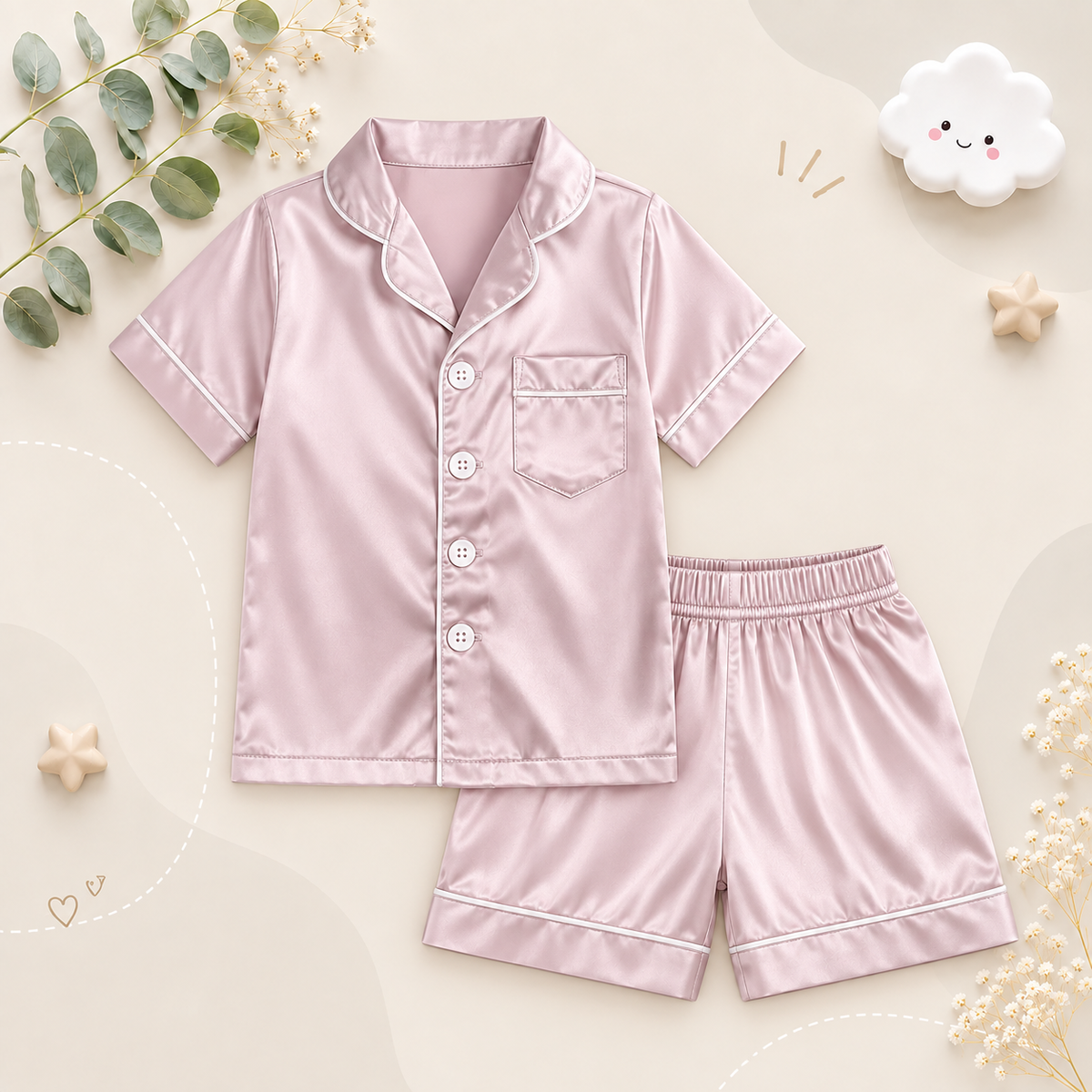 The Cohen - Baby Unisex Stain Silk Soft Solid Colour Pajama Set