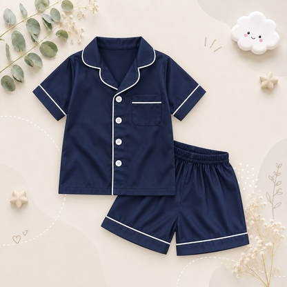 The Nico - Baby Unisex Cotton Linen Solid Colour Pajamas Set
