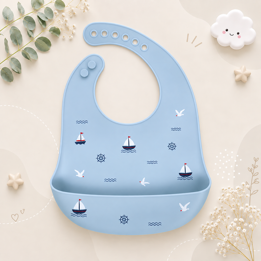 The Jackie - Baby Silicone Bib Waterproof Adjustable Feeding Bib Soft Food Catcher for Newborns