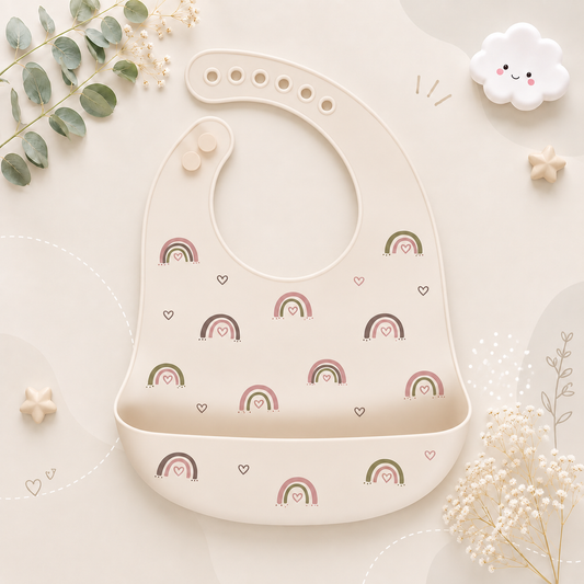 The Jackie - Baby Silicone Bib Waterproof Adjustable Feeding Bib Soft Food Catcher for Newborns