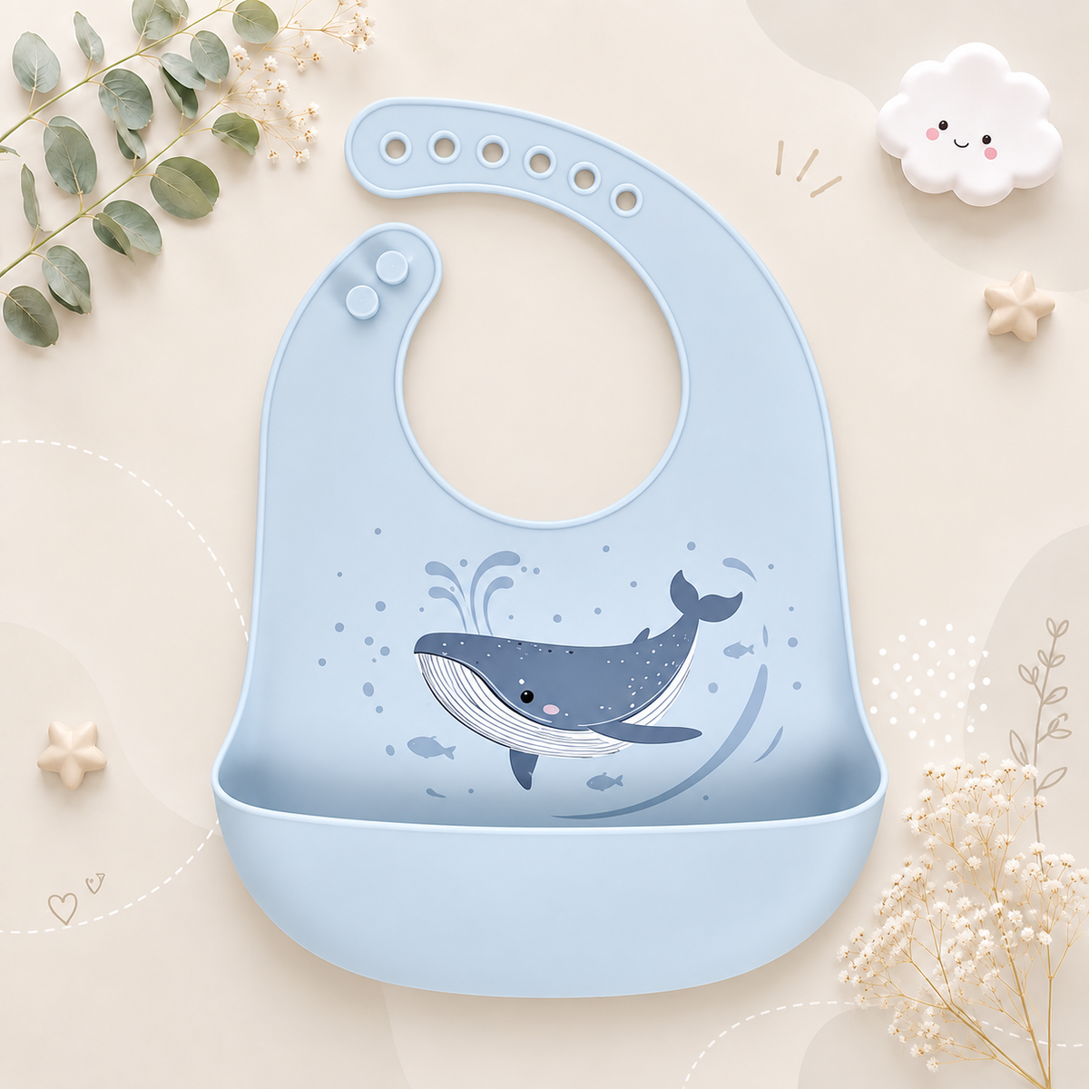 The Jackie - Baby Silicone Bib Waterproof Adjustable Feeding Bib Soft Food Catcher for Newborns