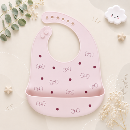 The Jackie - Baby Silicone Bib Waterproof Adjustable Feeding Bib Soft Food Catcher for Newborns